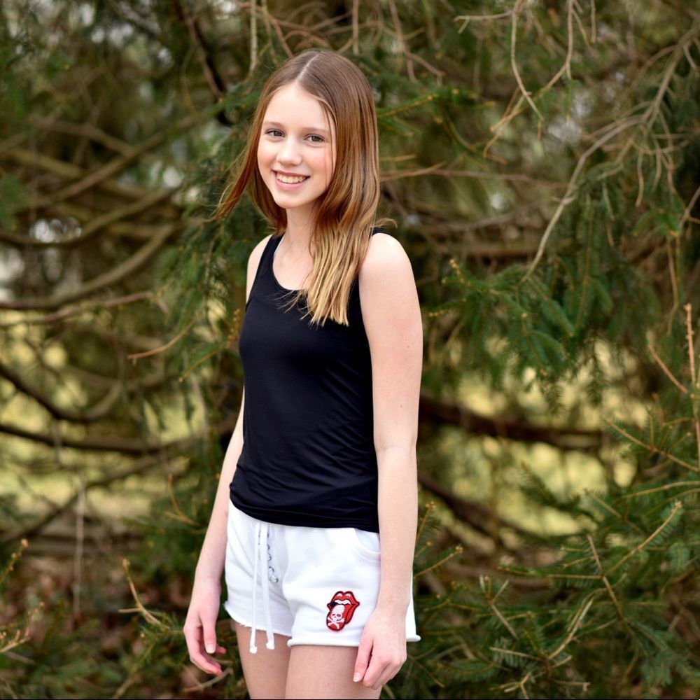 Lace-Up Sweatshorts W/ Rolling Stones Skull Patch - Picture 2 of 3
